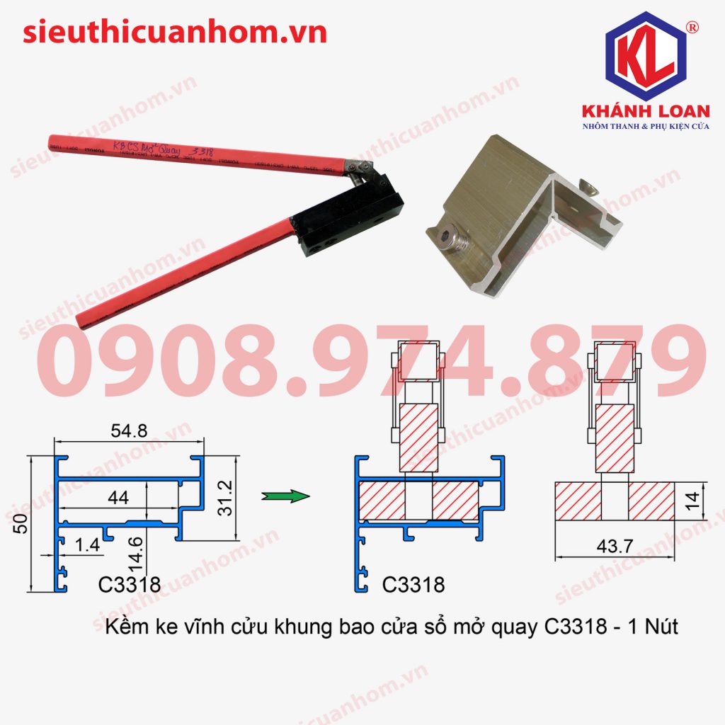 Kìm bấm ke vĩnh cửu khung bao cửa sổ mở quay C3318 1 nút