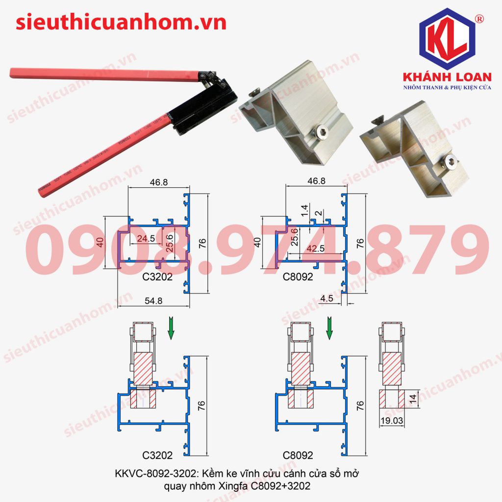 Kìm bấm ke vĩnh cửu cánh cửa sổ mở quay C8092 và C3202