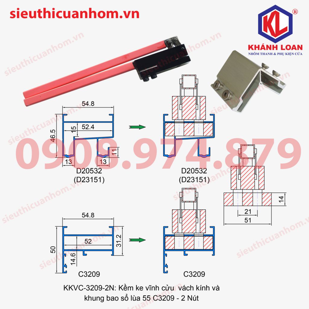 Kìm bấm ke vĩnh cửu khung bao sổ lùa 55 2 nút