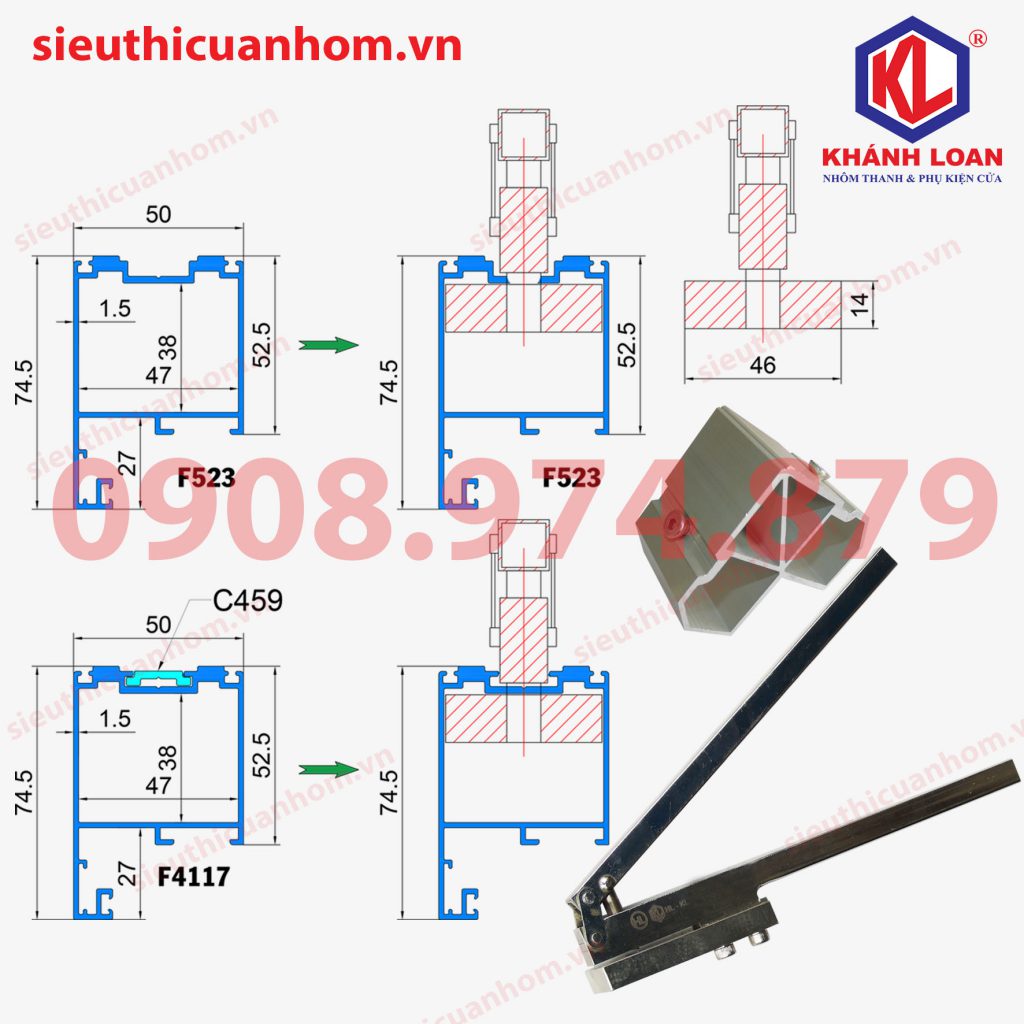 Kềm bấm ke vĩnh cửu cánh xếp trượt hệ 63 cải tiến và mạ kẽm KKVC-HL-KL-F523