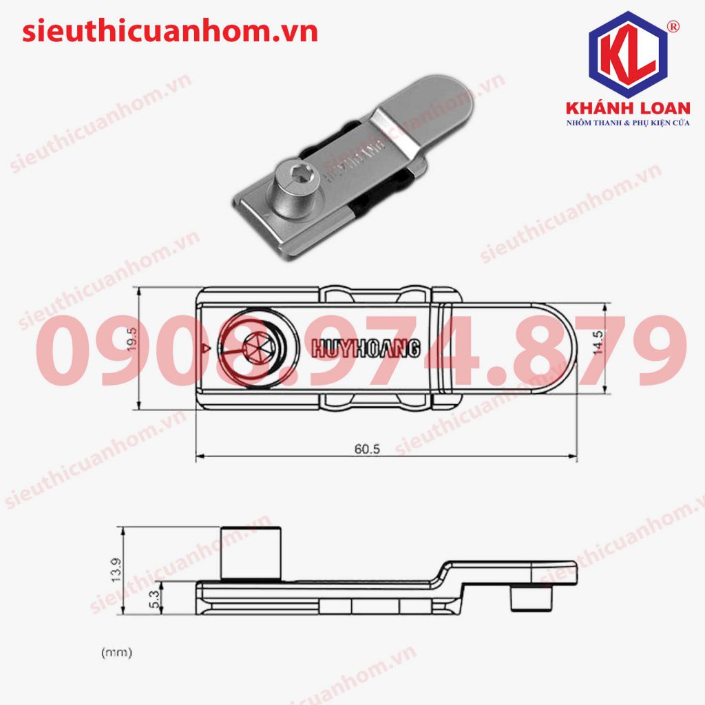 Đầu biên cửa 1 cánh hệ 55 hiệu Huy Hoàng HH-N40