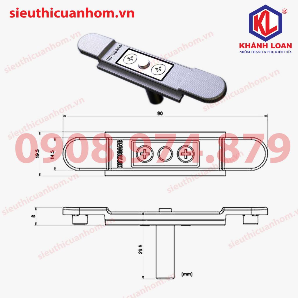 T liên kết tay nắm và thanh đa điểm cửa sổ hệ 55 hiệu Huy Hoàng HH-ZCD75