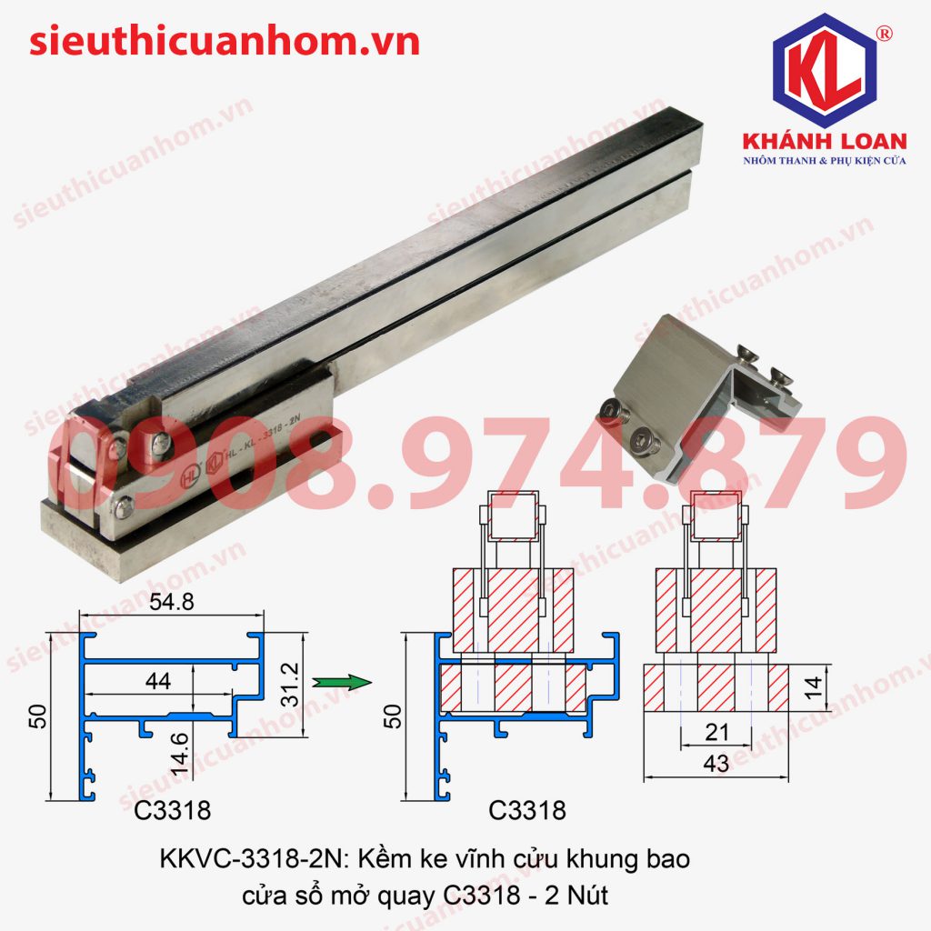 Kìm bấm ke vĩnh cửu 2 nút khung bao cửa sổ mở 55 KKVC-HL-KL-3318-2N