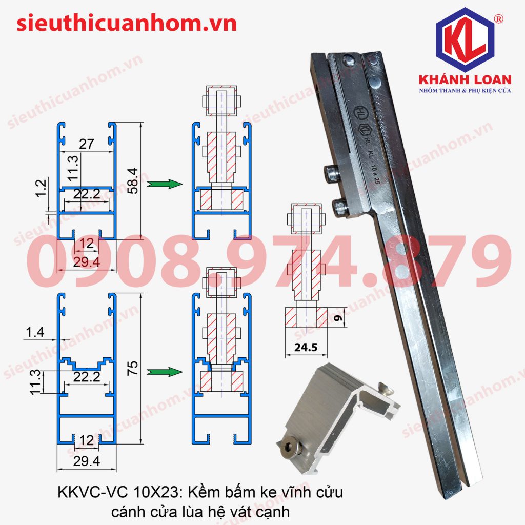 Kìm bấm ke vĩnh cửu cánh cửa lùa vát cạnh 10X25