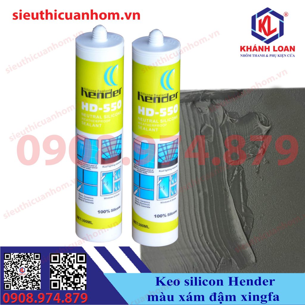 Keo Silicone màu xám đậm Xingfa hiệu Hender