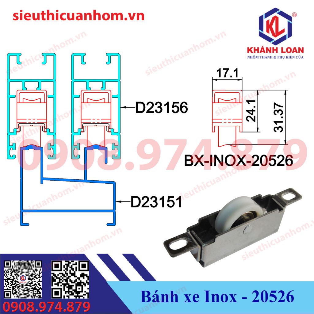 Bánh xe cửa sổ lùa 55 cánh lớn