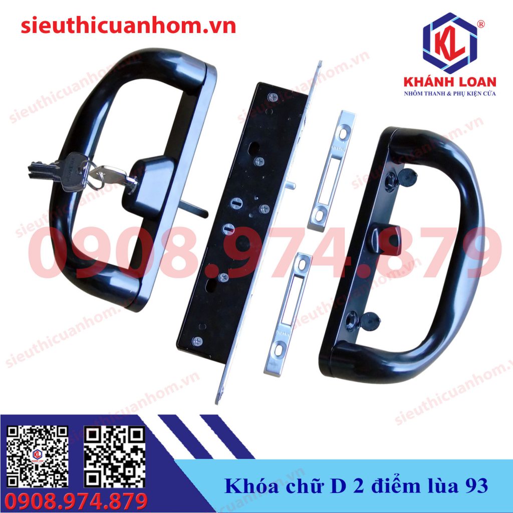 Khóa chữ D cửa lùa nhôm Xingfa hệ 93 kiểu mới