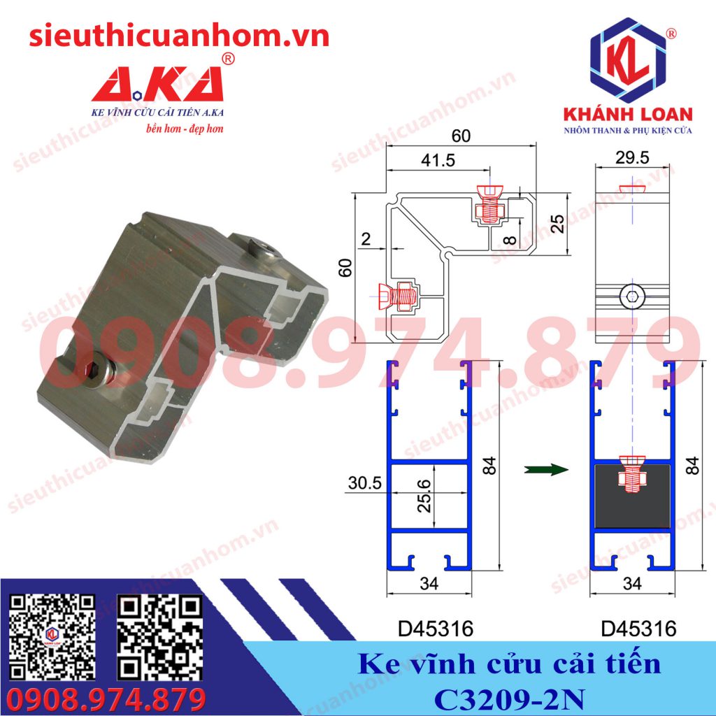 Ke vĩnh cửu cải tiến cánh cửa đi lùa hệ 55 dày 1.8mm