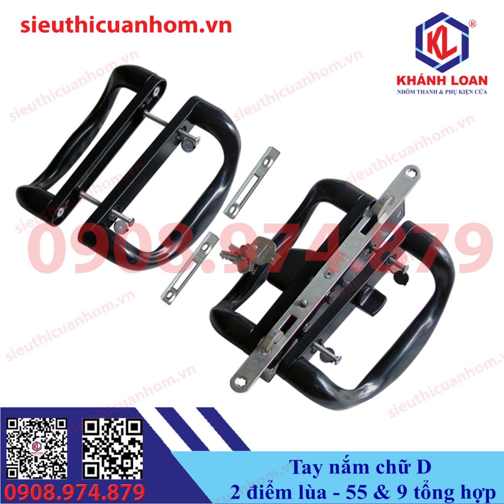 Khóa chữ D 2 điểm cửa lùa 4 cánh cửa đi chính và ban công