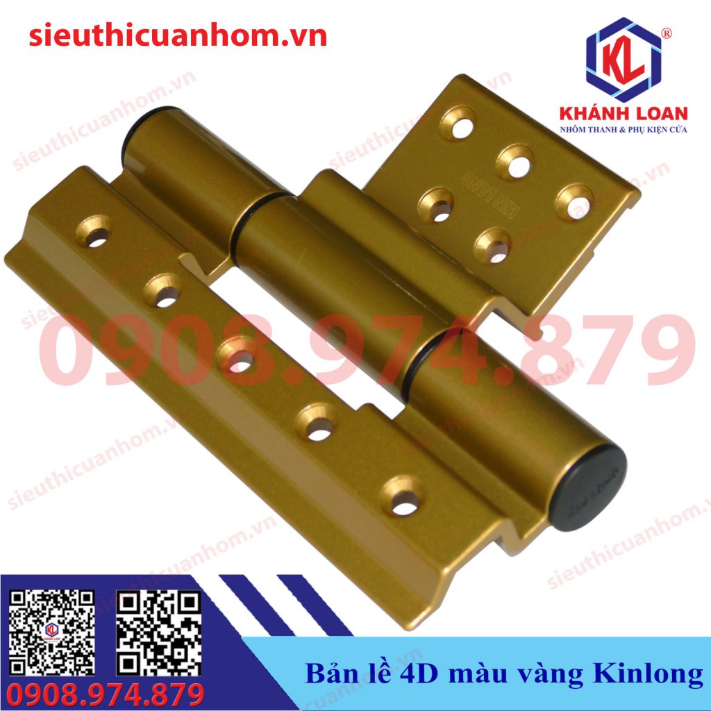 Bản lề 4D màu vàng dùng cho nhôm Xingfa hệ 55 hiệu KinLong chính hãng