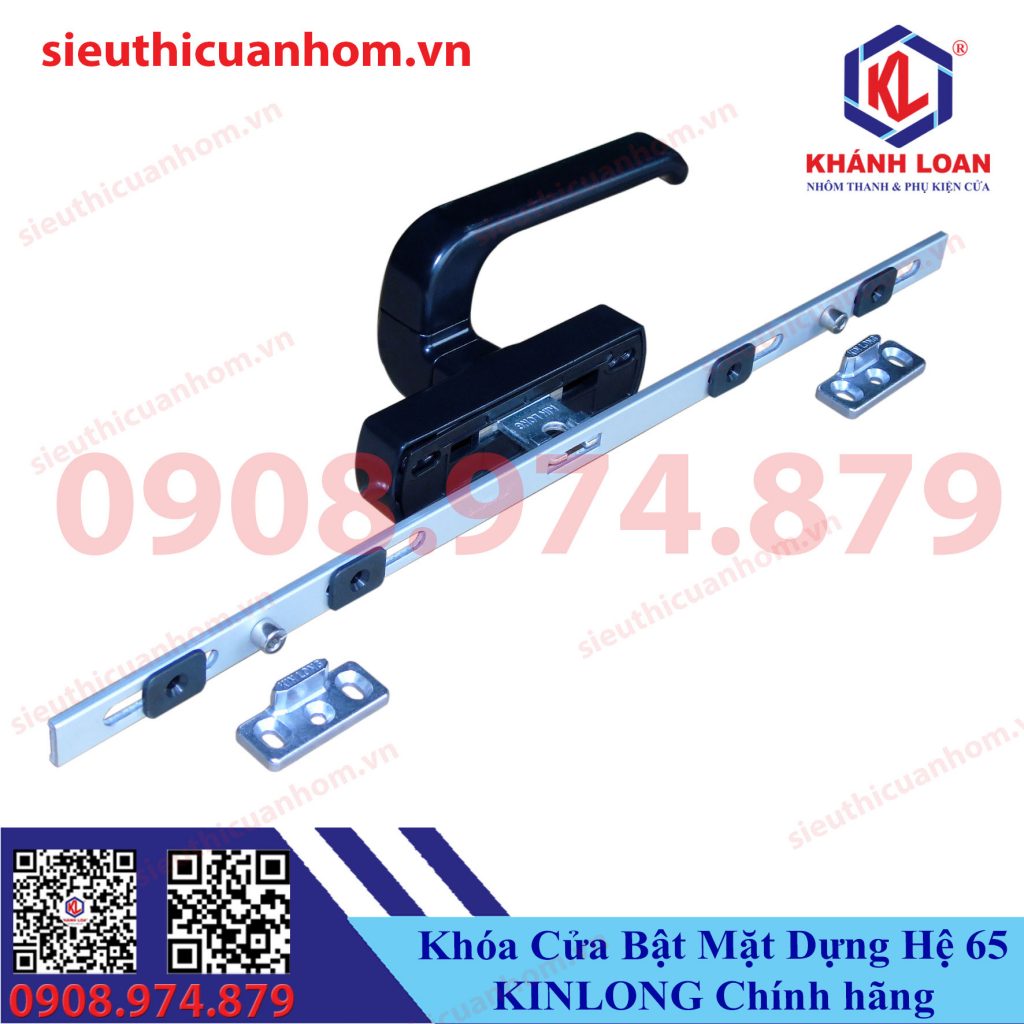 Khóa cửa bật mặt dựng hệ 65 KinLong chính hãng