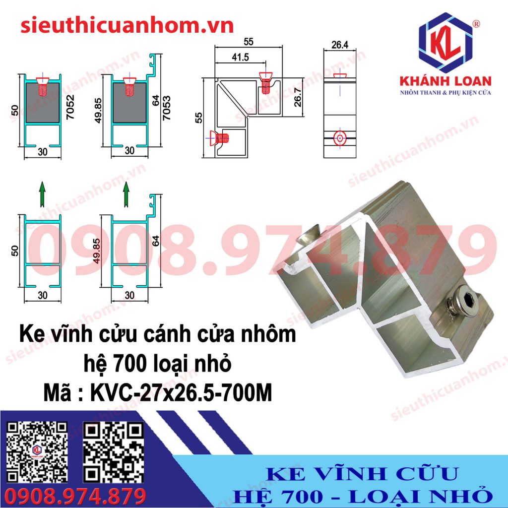 Ke vĩnh cửu hệ 700 loại nhỏ cho nhôm dày