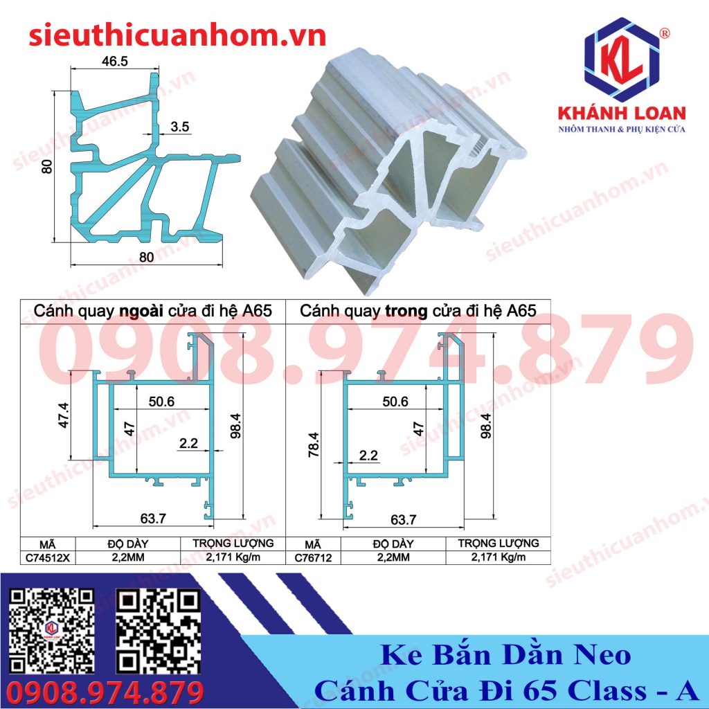 Ke bắn neo Tomahawk cánh cửa đi nhôm Xingfa Class A