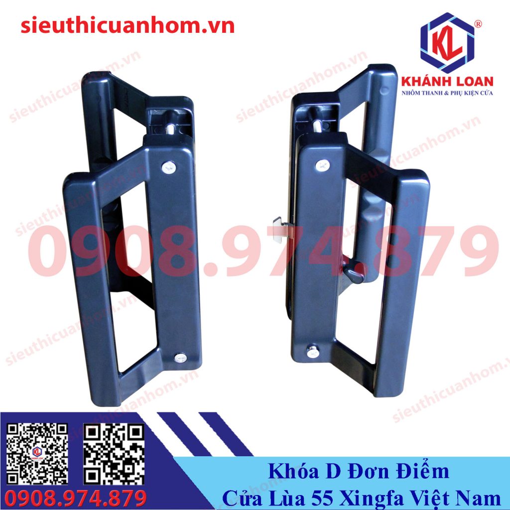 Khóa chữ D cải tiến đơn điểm cửa lùa ban công hệ 55 Xingfa Việt Nam