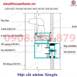 Mặt cắt mặt dựng nhôm Xingfa hệ 65