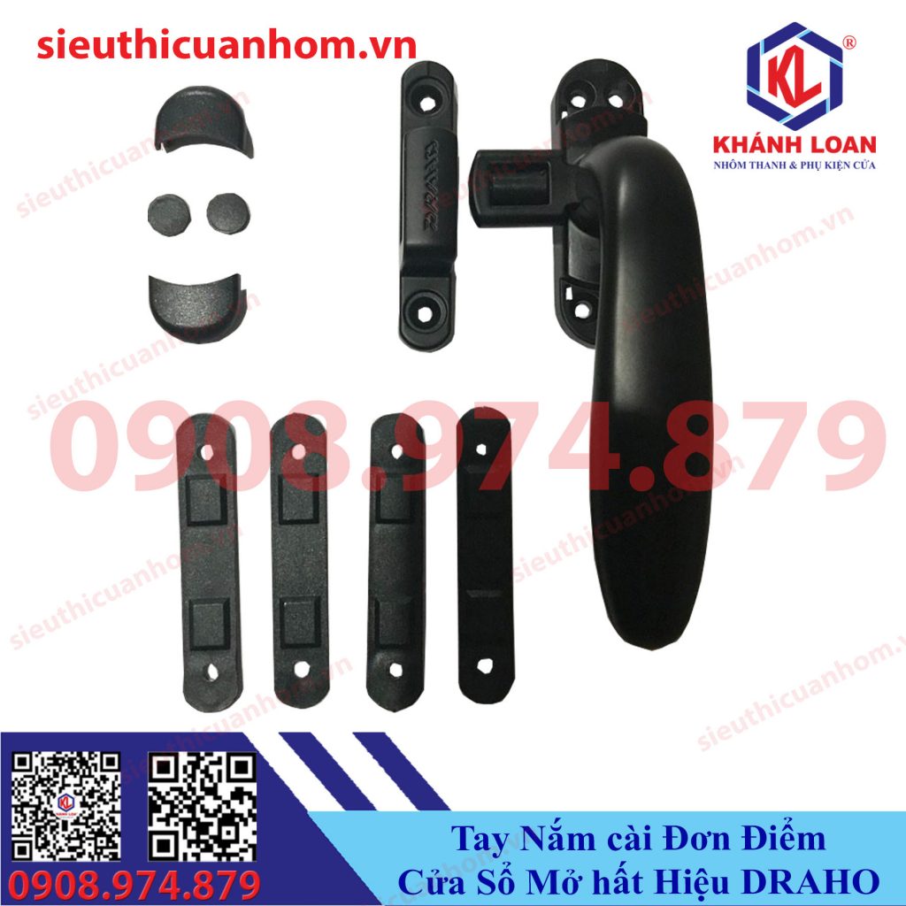 Tay nắm cài đơn điểm cửa sổ mở hất hệ 55 hiệu Draho