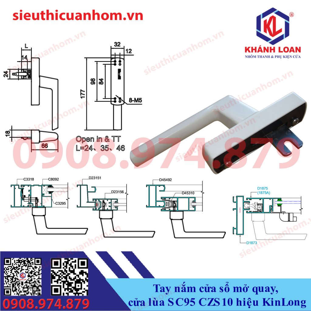 Tay nắm cửa đi lùa bảng lớn hiệu KinLong CZS10