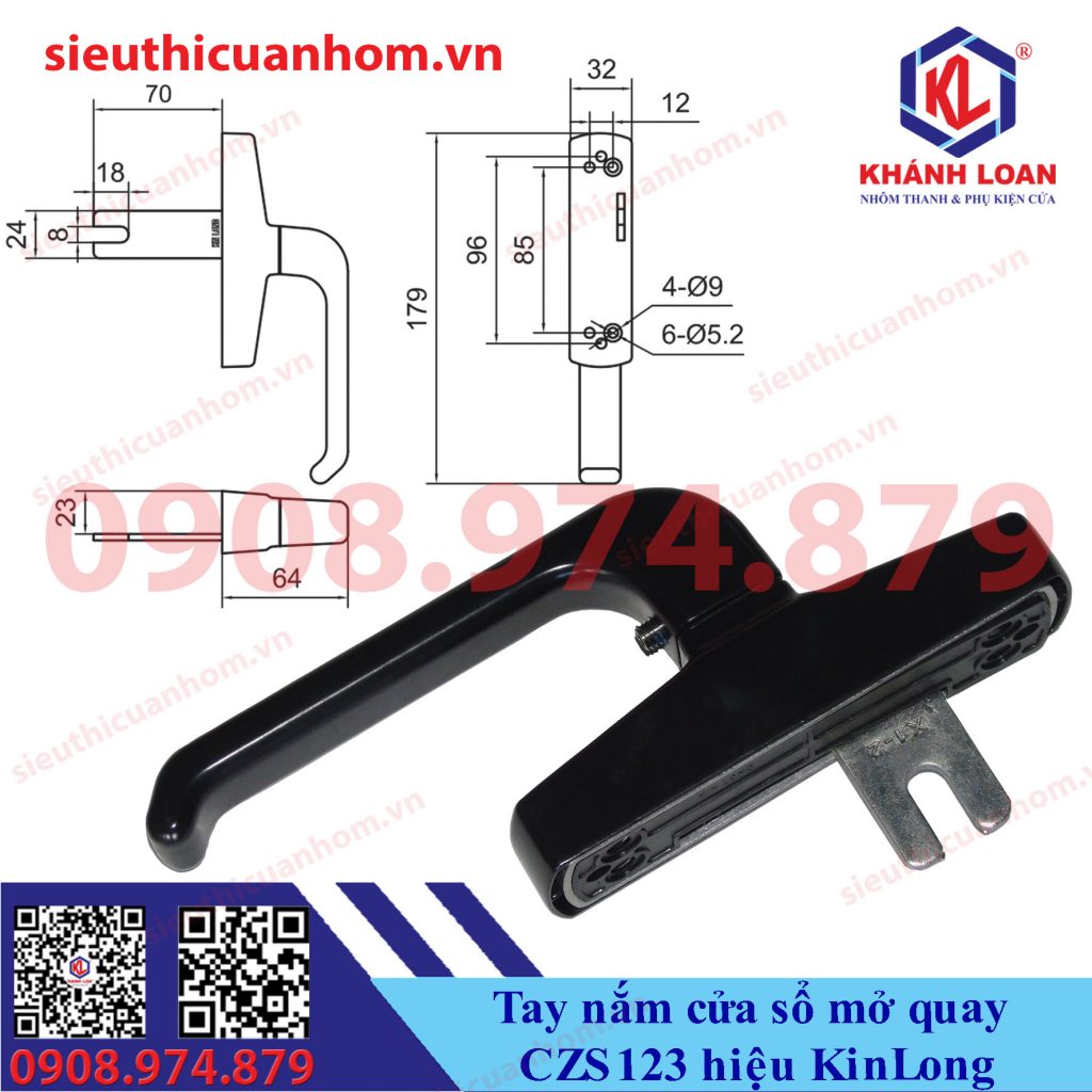 Tay nắm cửa sổ mở quay cửa đi lùa lớn hiệu KinLong CZS123 - Nhôm thanh ...