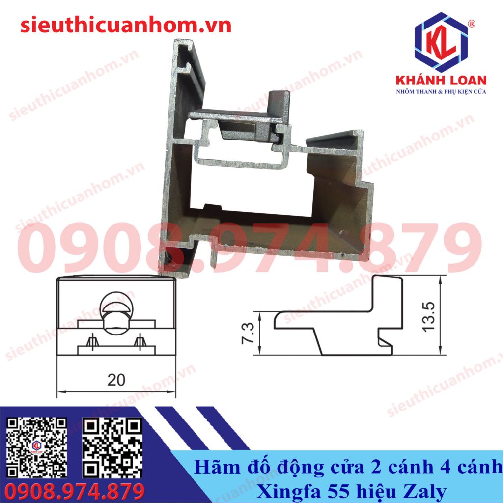 Hãm 2 cánh 4 cánh cửa đi và cửa sổ mở quay Xingfa 55 hiệu Zaly