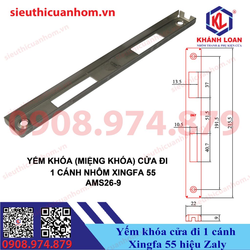 Yếm khóa cửa đi Xingfa 55 1 cánh hiệu Zaly