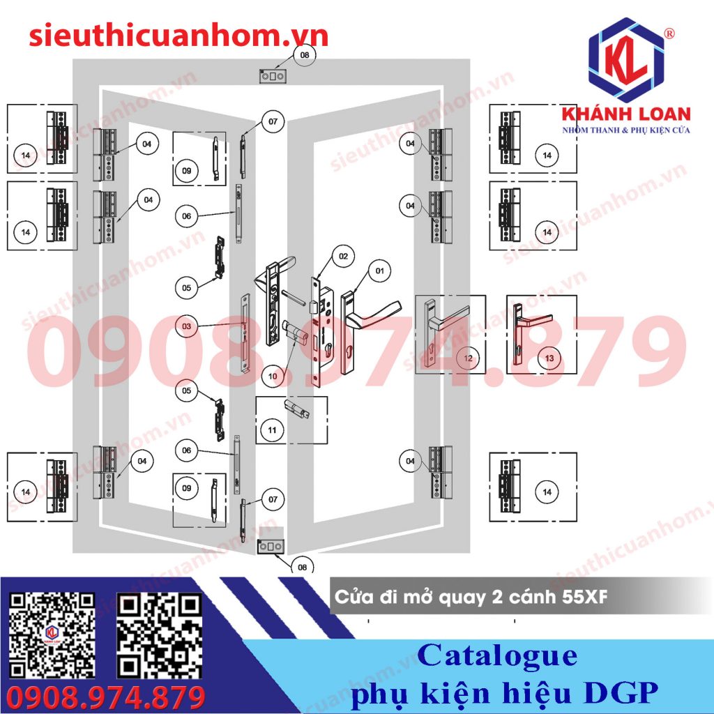 Catalogue phụ kiện cửa nhôm hiệu DGP