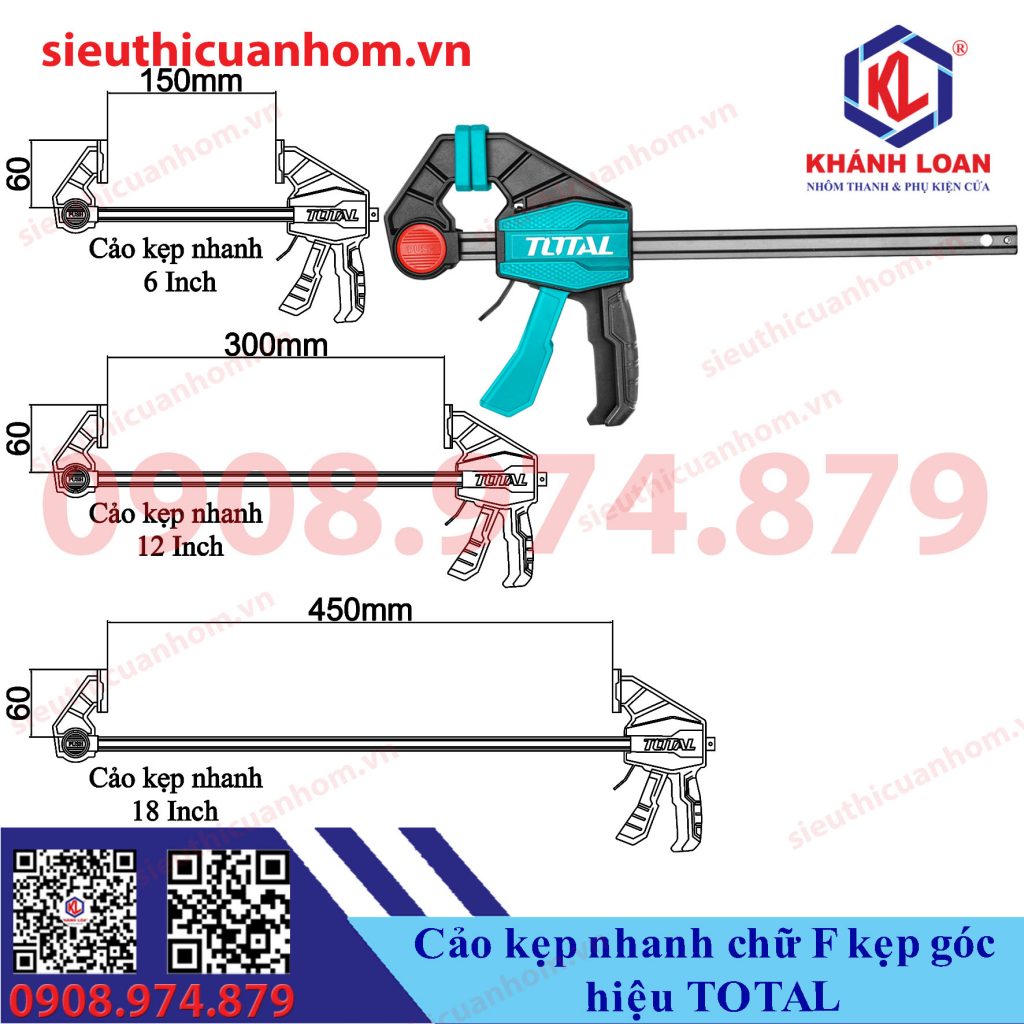 Cảo kẹp nhanh chữ F kẹp góc nhôm hiệu Total