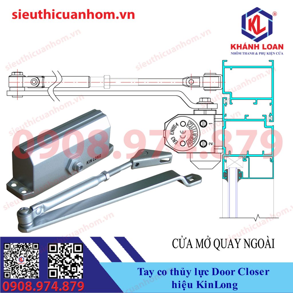 Cùi chỏ hơi door closer B103 hiệu KinLong