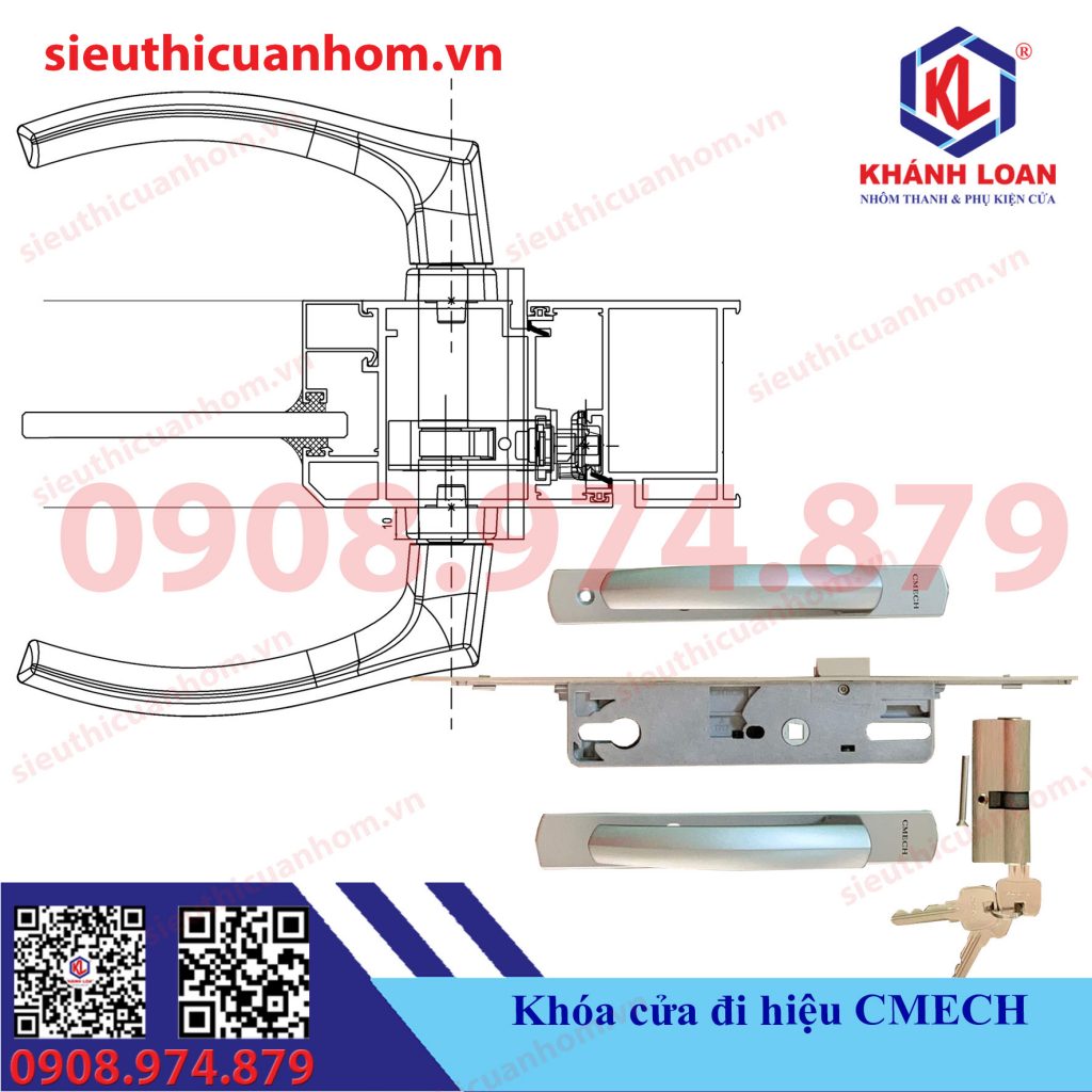 Khóa cửa đi mở quay nhôm cao cấp hiệu Cmech