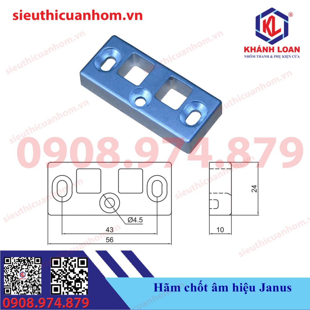 Hãm chốt âm cửa 2 cánh 4 cánh nhôm Xingfa hệ 55 hiệu Janus