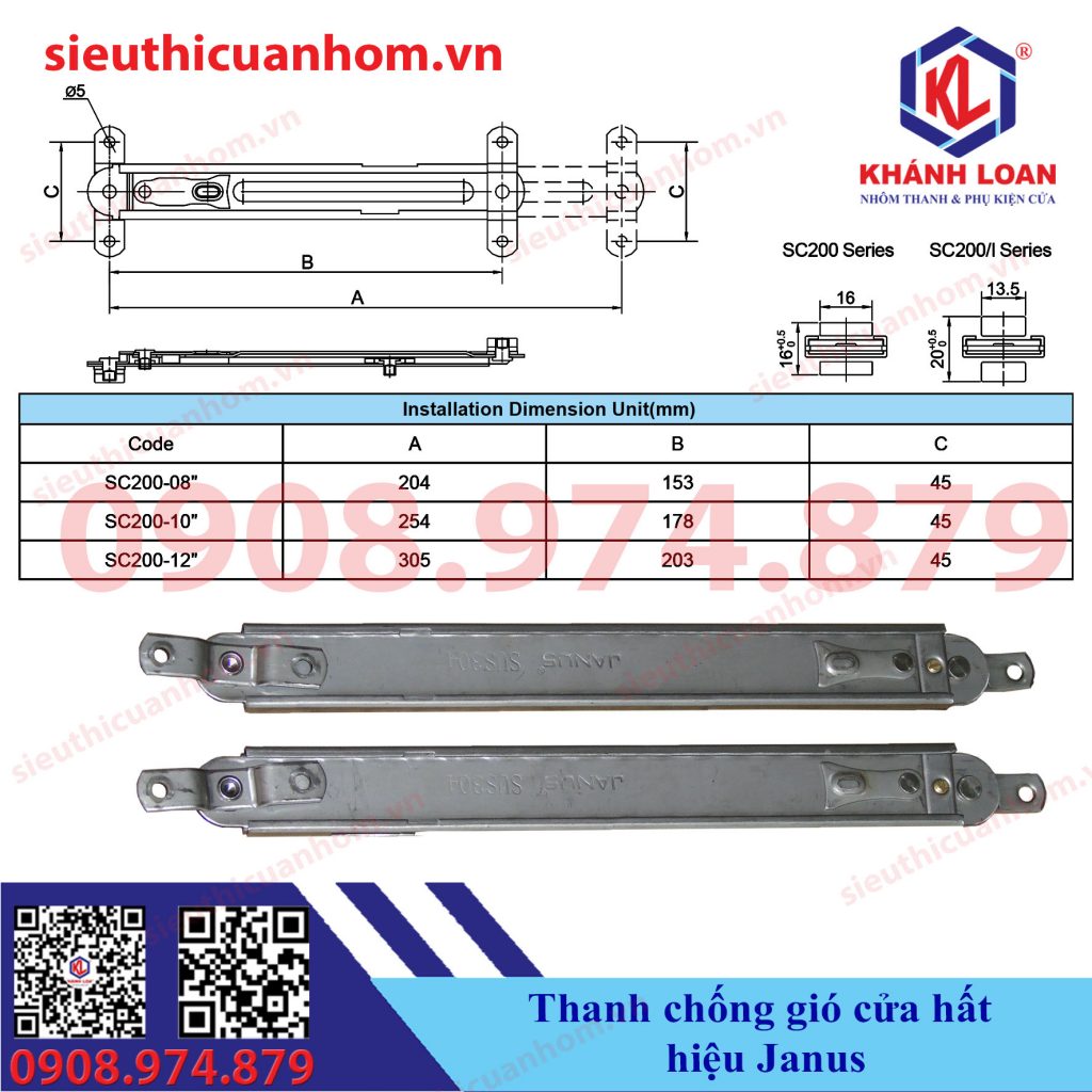 Thanh chống gió cửa sổ mở hất hiệu Janus