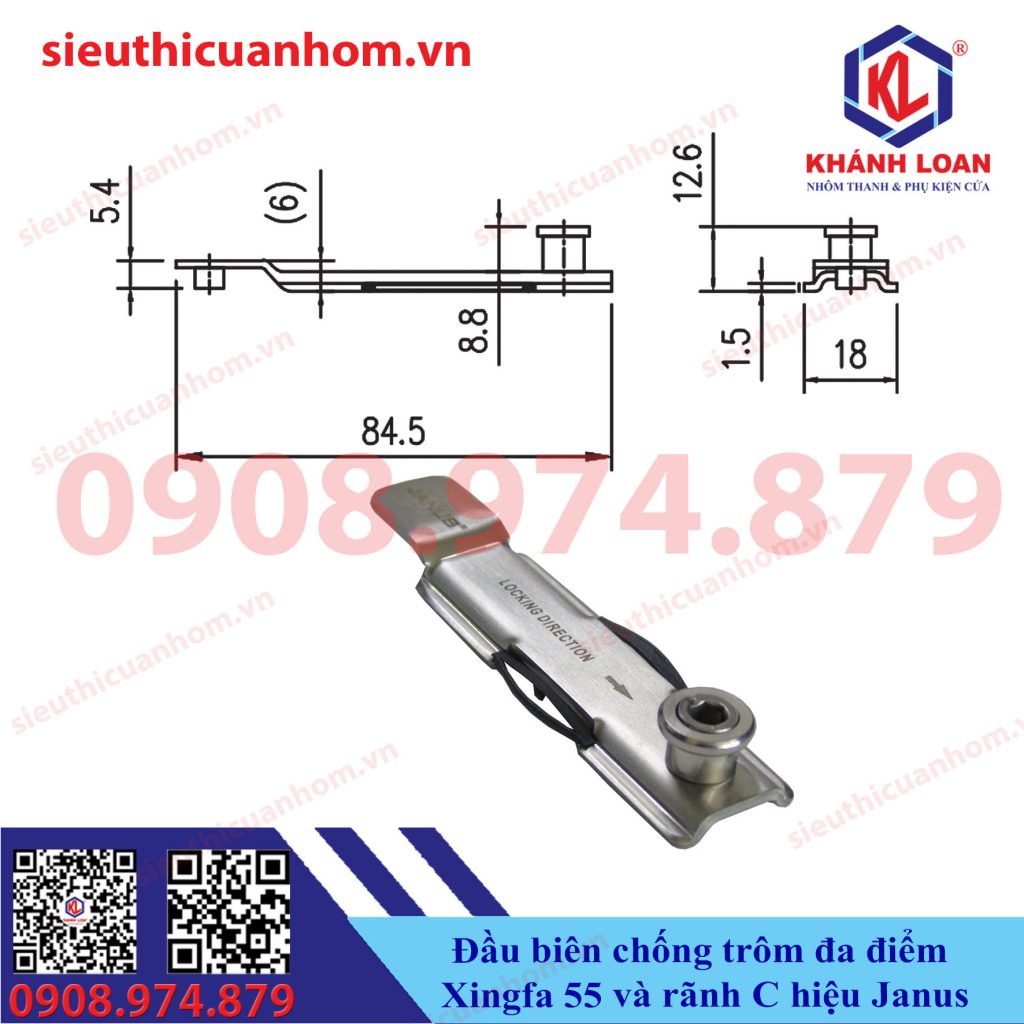 Đầu biên đa điểm chống trộm nhôm Xingfa 55 và rãnh C hệ 65 hiệu Janus