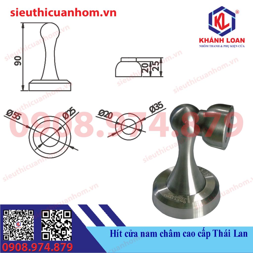 Chặn cửa nam châm Inox 304 SLock SL-01 Thái Lan