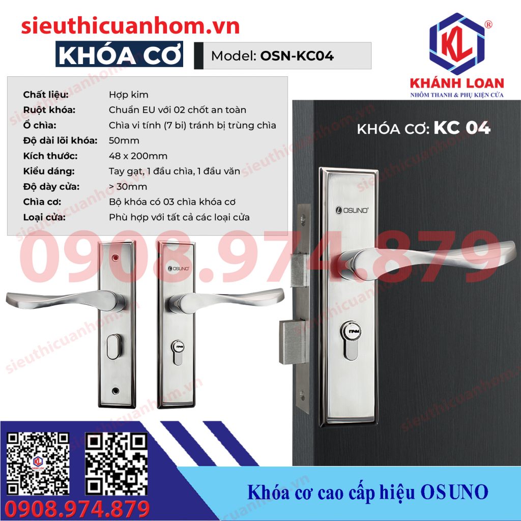 Khóa cơ Inox 304 hiệu Osuno OSN-KC04