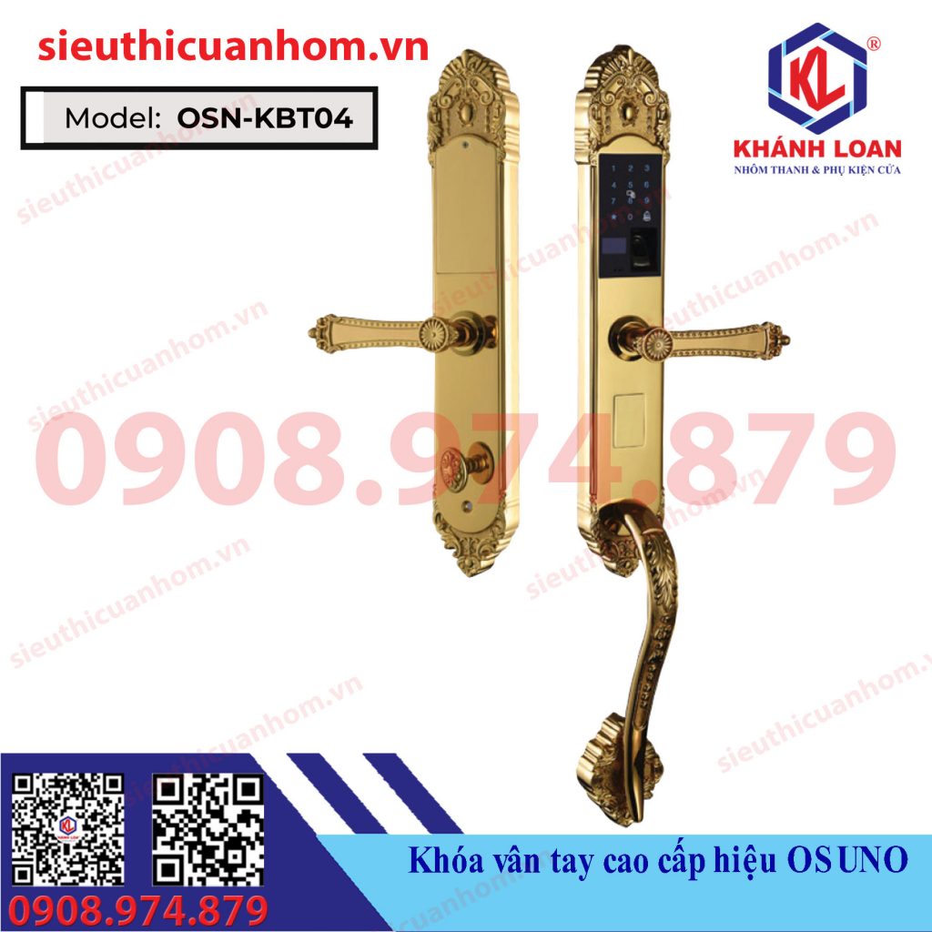 Khóa thông minh cho cửa biệt thự mạ vàng 24K OSN-KBT04