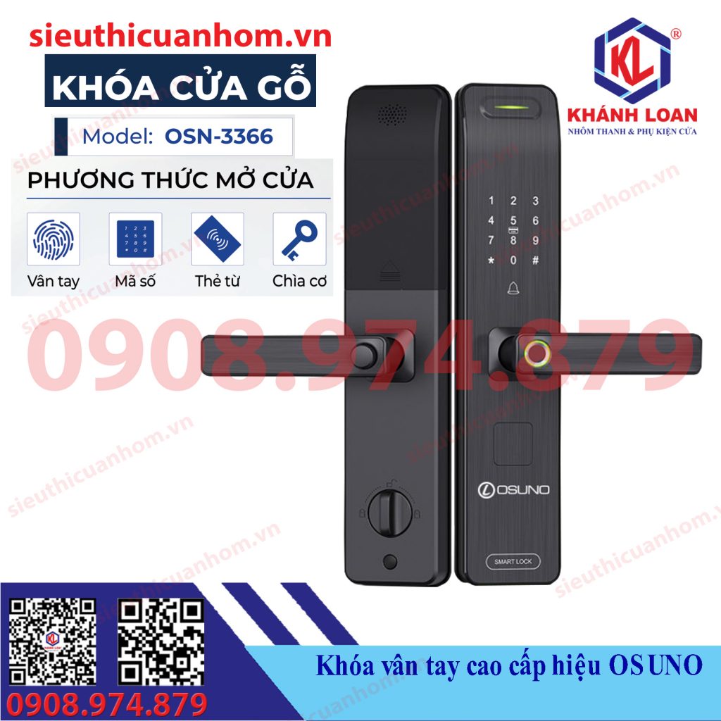 Khóa vân tay thông minh cửa gỗ hiệu Osuno OSN-3366