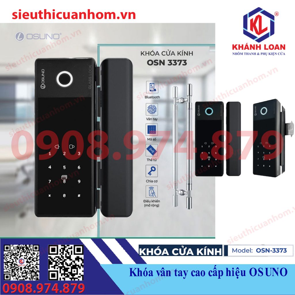 Khóa vân tay cửa kính có chìa cơ hiệu Osuno OSN-3373