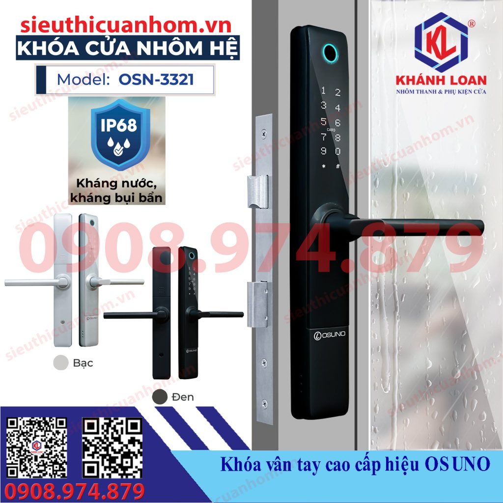 Khóa điện tử chống nước cửa nhôm Xingfa hiệu Osuno OSN-3321