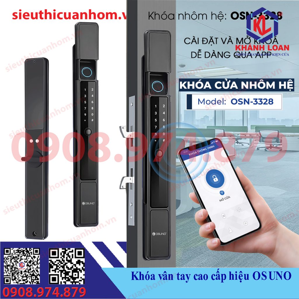 Khóa vân tay cửa nhôm hiệu Osuno OSU-3328