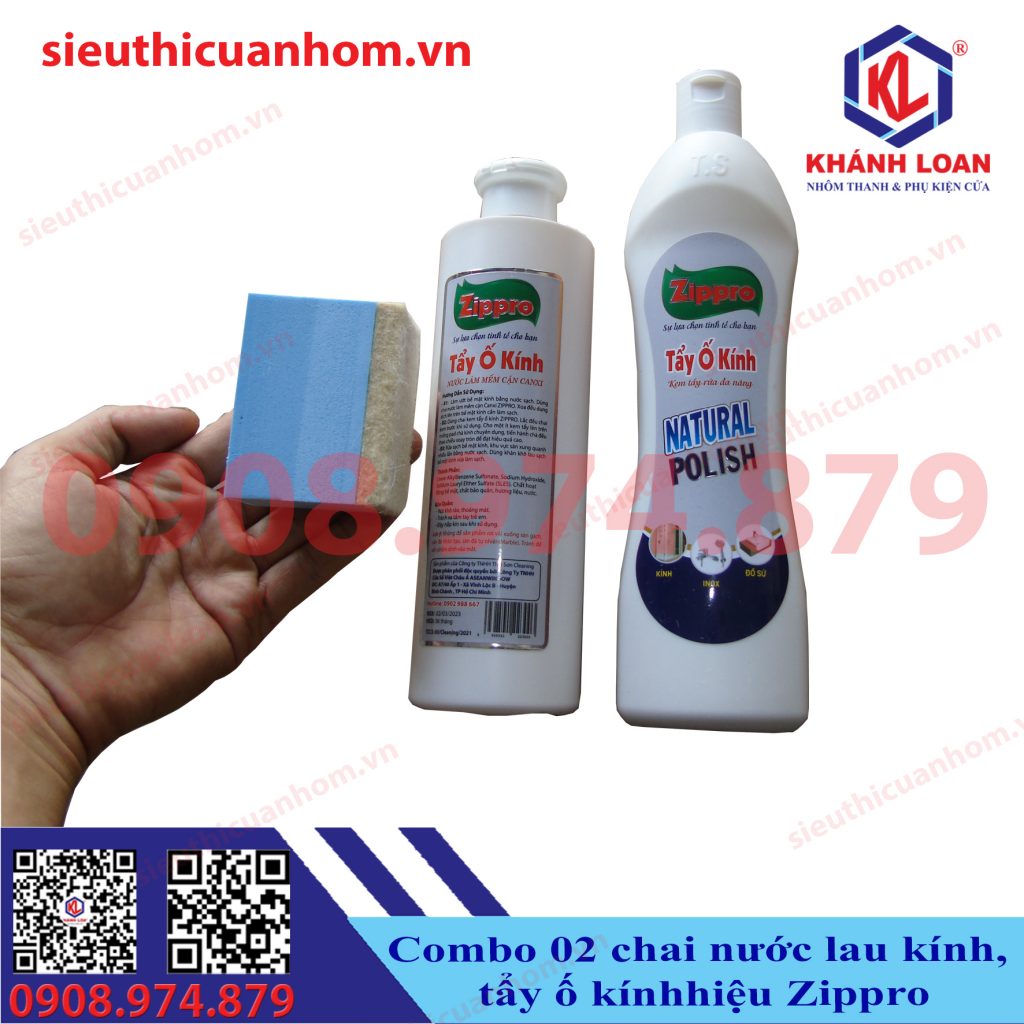 Combo chất tẩy ố kính hiệu Zippro 650gam