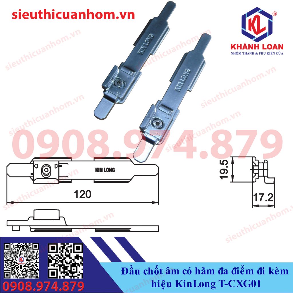 Đầu chốt âm cửa 2 cánh có vấu hãm hiệu KinLong