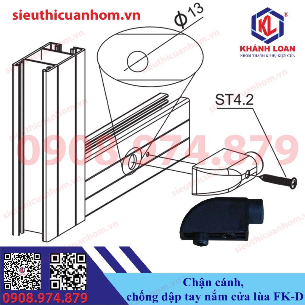 Nhựa chận cánh chống va đập cánh vào tay nắm cửa lùa FD-K