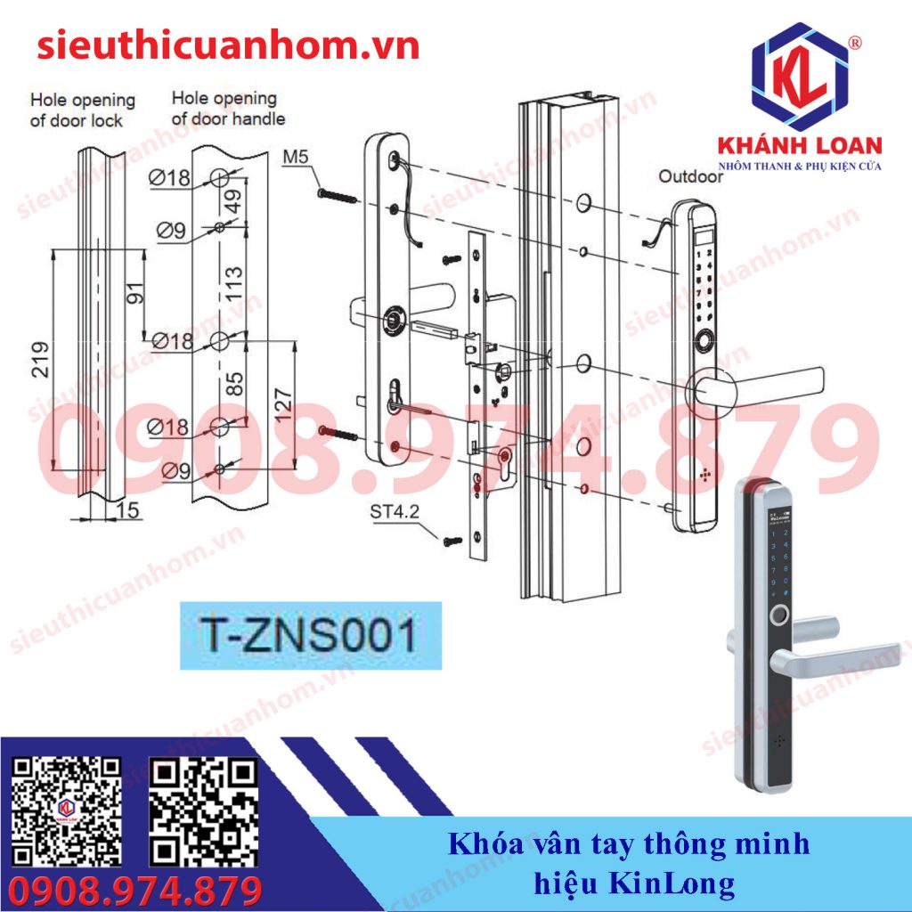 Khóa vân tay thông minh hiệu KinLong SZN5100 và T-ZNS001