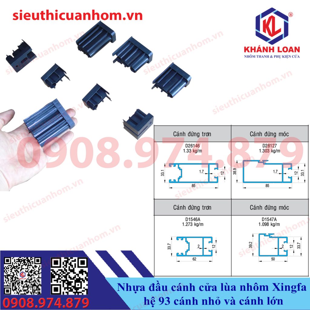 Nhựa đầu cánh dẫn hướng cửa lùa nhôm Xingfa hệ 93