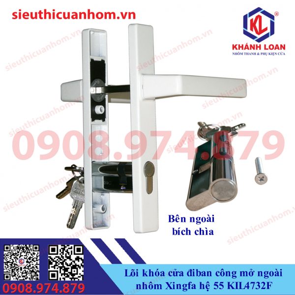 Lõi khóa ban công mở ngoài nhôm Xingfa hệ 55 KIL4732F