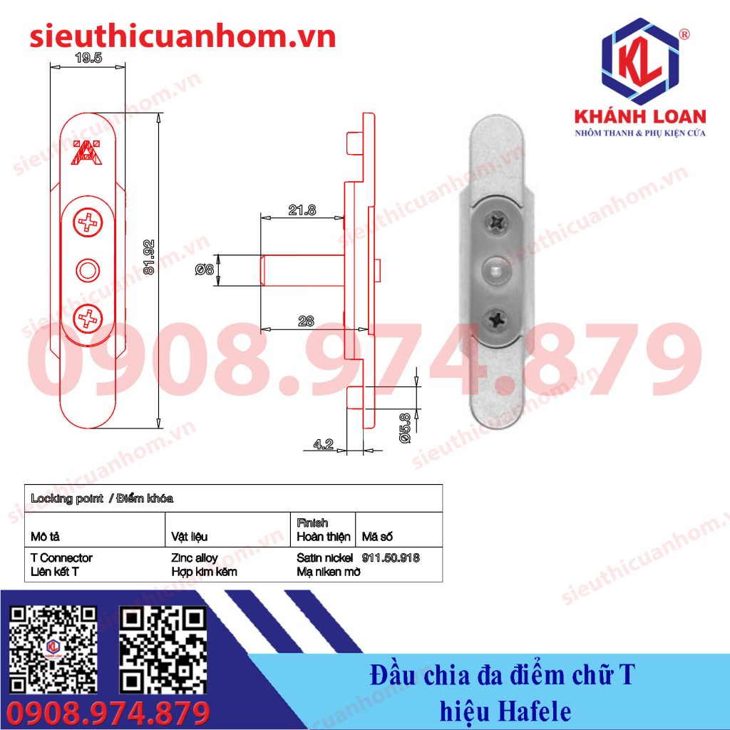 Đầu chia chữ T đa điểm hiệu Häfele