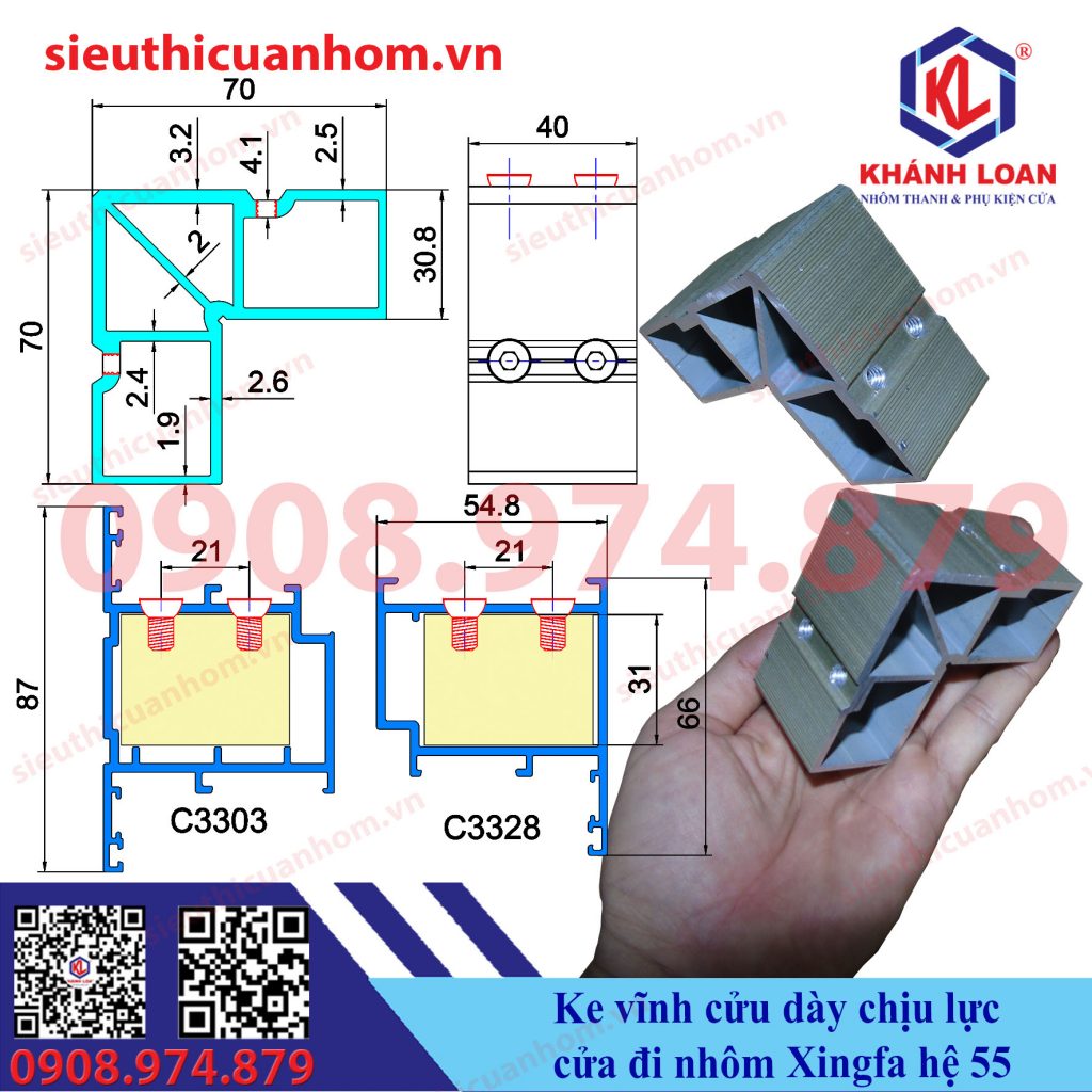 Ke vĩnh cửu dày siêu chịu lực cửa đi Xingfa hệ 55