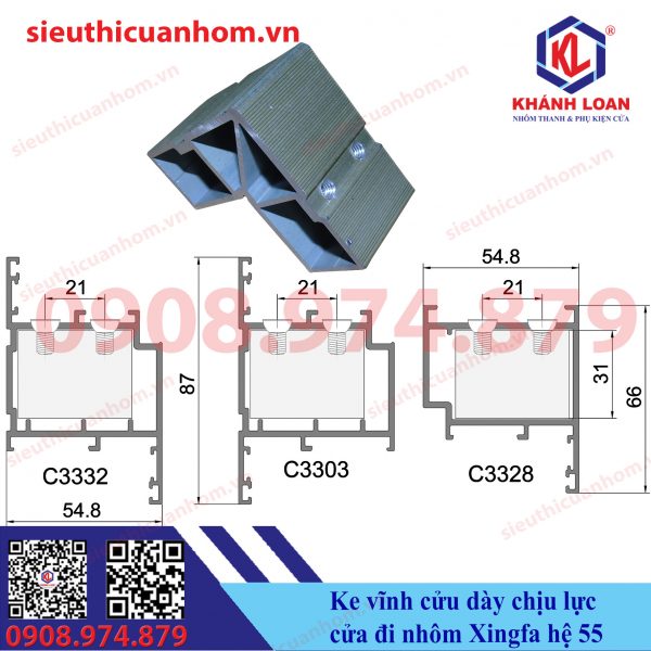 Ke vĩnh cửu dày siêu chịu lực cửa đi Xingfa hệ 55