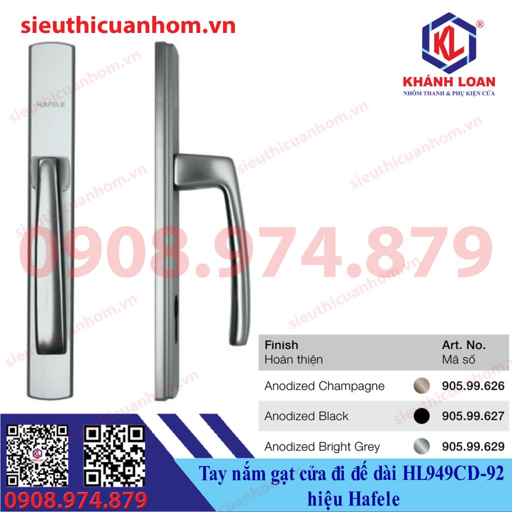 Tay nắm gạt cửa đi đế dài HL949CD-92 hiệu Häfele