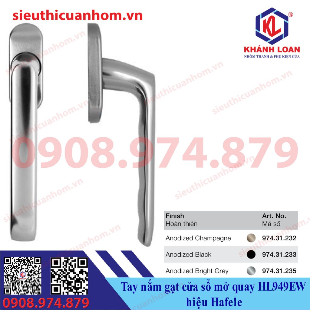 Tay nắm gạt đa điểm cửa sổ mở quay HL949EW hiệu Häfele