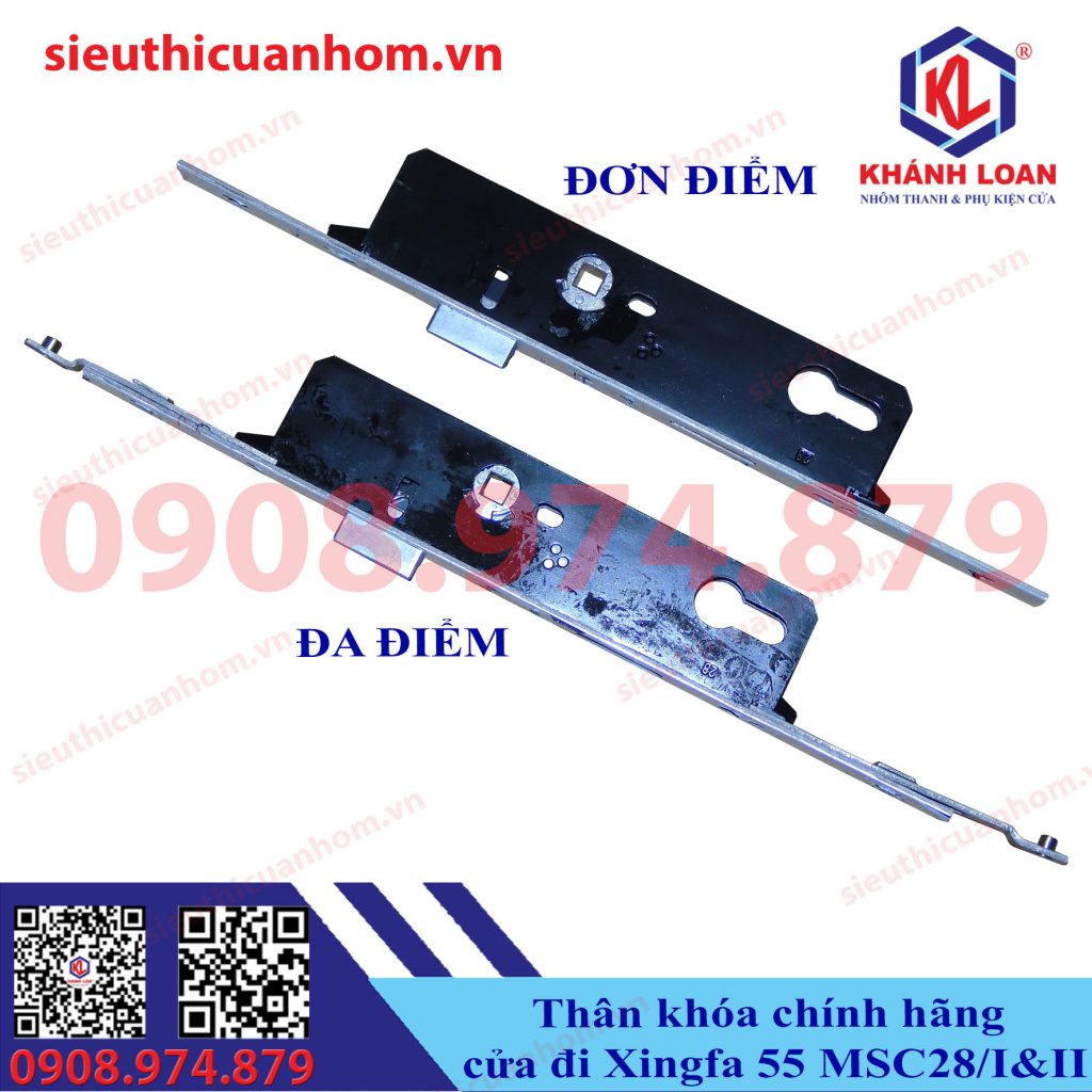 Thân khóa cửa đi nhôm Xingfa hệ 55 hiệu Kinlong chính hãng